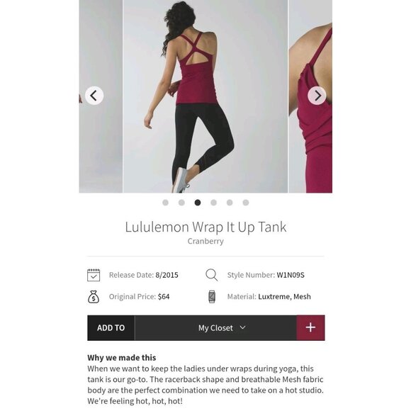 Lululemon Wrap it Up Tank Top Shirt Red V-Neck Wrap Cross Front Cranberry 12 - Picture 3 of 15